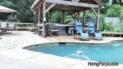 Barebacked for sneaking into the pool by security
