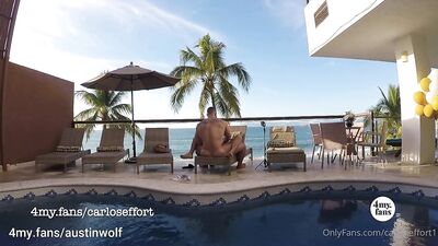 Carlos Effort - Austin Wolf Fucks Me by the Pool-Outdoor Bareback