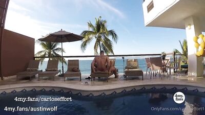 Carlos Effort - Austin Wolf Fucks Me by the Pool-Outdoor Bareback
