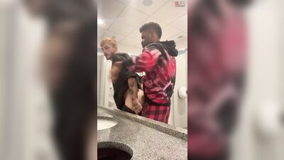 RawFuckClub - Teasing my friend until he fucks me on the public bathroom H - free gay porn video