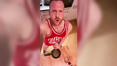 OnlyFans - Tim Kruger - Panfried CUM Omelett With A Nice RedWine - free gay porn