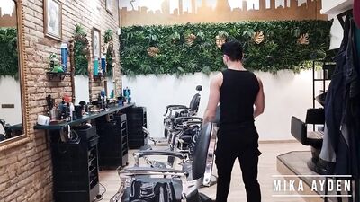 RawFuckClub - Hard Fuck At The Barbershop - Mika Ayden And Gus Torres - free gay porn