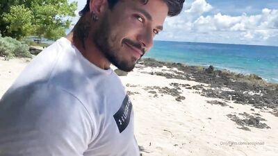 OnlyFans - Alejo Ospina - Blowing stranger in the beach - free gay porn