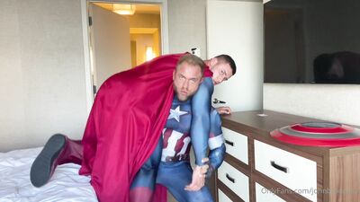 OnlyFans - John Bronco - 2022-02-04 superman and captain america get frisky in this rough muscle  - free gay porn