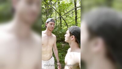 TheStepBrothers - Lil bro and Big Bro kiss on a hike - 24 secs - free gay porn