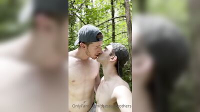TheStepBrothers - Lil bro and Big Bro kiss on a hike - 24 secs - free gay porn