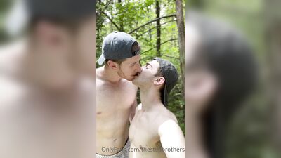 TheStepBrothers - Lil bro and Big Bro kiss on a hike - 24 secs - free gay porn