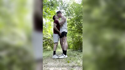TheStepBrothers - Big bro and Lil bro wank on the hiking trail - 4 min - free gay porn