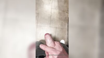 TheStepBrothers - Big bro shows his cock in the mirror in public bathroom - 48 secs - free gay porn