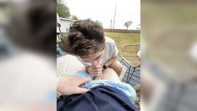 TheStepBrothers - Lil bro blows Big bro a bit outside on the patio - 8 secs - free gay porn