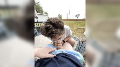 TheStepBrothers - Lil bro blows Big bro a bit outside on the patio - 8 secs - free gay porn