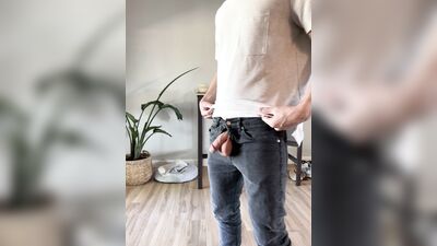 TheStepBrothers - Lil bro wiggles his cock out his jeans - 5 secs - free gay porn