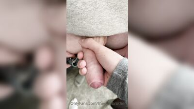 TheStepBrothers - Lil bro pulls Big bro out of his jeans and wank him a little - 1 min - free gay porn