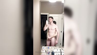 TheStepBrothers - Lil bro gives Big bro a short reacharound wank - 1 min - free gay porn