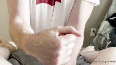 TheStepBrothers - Big bro gives Lil bro a slow tight fisted handjob - 4 min - free gay porn