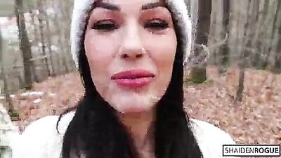 Freckled Teen SUCKS & SWALLOWS in the Woods Shaiden Rogue