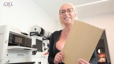 Hot MILF SECRETARY FUCKS and drinks boss s piss to not lose her job