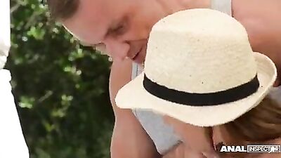 Anal fucking makes top model Satin Bloom orgasm many times in the outdoors