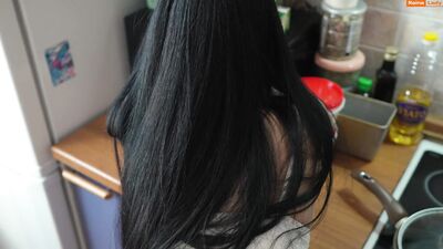 Caught my hot step sister in the kitchen and fucked her