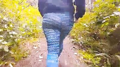 Big juicy ass teasing and fucked in the woods