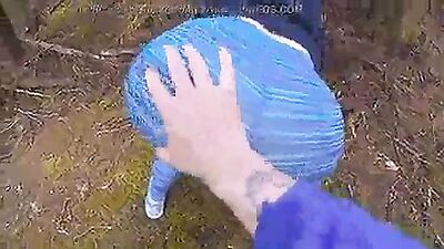 Big juicy ass teasing and fucked in the woods
