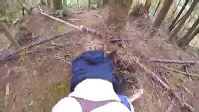 Big juicy ass teasing and fucked in the woods