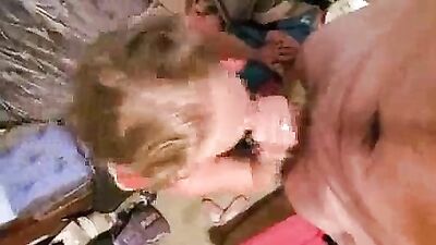 StepMom Sucks Off StepSon With Her Wet Mouth