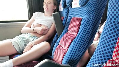 Risky Girl Cums on Public Bus with Vibrator
