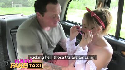 FemaleDrivers big tits get covered in cum