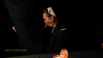A Sexy MILF Nun is Seduced by Her Priest While She Prays and Worships At The Alter Of His Cock
