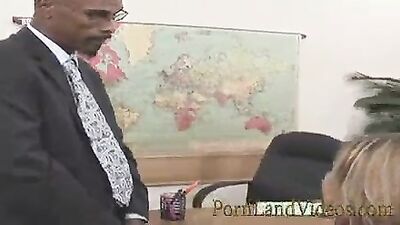 sexy blonde teen fucked in insurance office with big black cock
