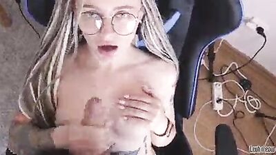 Sexy student girl in glasses sucks big dick