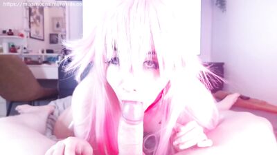 slutty cosplay step sister gets covered in oil pounds her big ass and fucks big tits thighjob