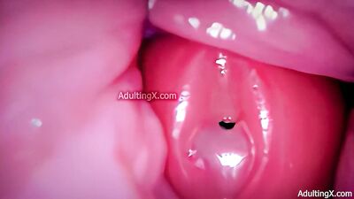 Camera in Vagina Cervix POV Tiny Cucked by Giant Couple Cum in Condom and Creampie Full Clip