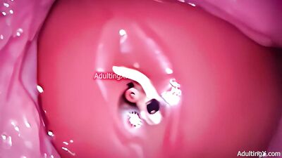 Camera in Vagina Cervix POV Tiny Cucked by Giant Couple Cum in Condom and Creampie Full Clip