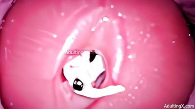 Camera in Vagina Cervix POV Tiny Cucked by Giant Couple Cum in Condom and Creampie Full Clip