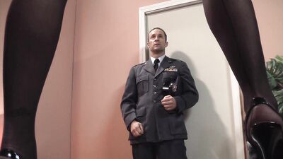 Carolyn puts her STIFF military man husband in place in this HUSTLER I Dream of Jeanie Parody