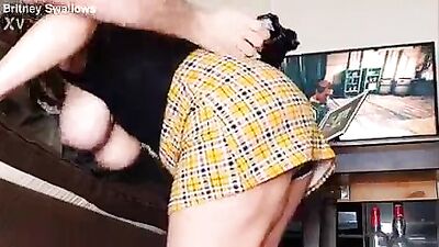 Getting Sucked Playing XBOX Busty Gamer Girl Topless Blowjob & BIG Natural Boobs Bouncing