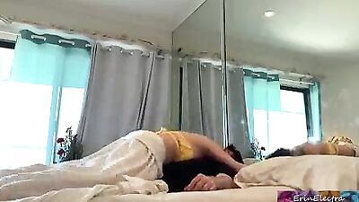 Stepmom and stepson have to share a bed