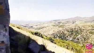 Mountain walk with double blowjob