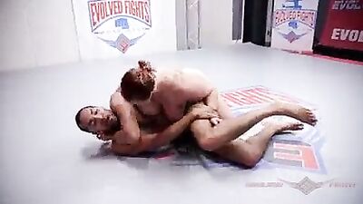 Busty Bella Rossi interracial mixed nude wrestling fight