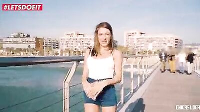 Wild petite babe fucked hard on a public beach Sandra Wellness