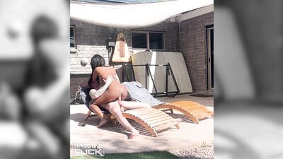 HotGuysFuck - Neighbors Get a Free Show - Trey Beacher Fucks Allison Lox in The Backyard