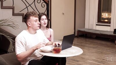 Step Sister Teases Step Brother and Gets More Than She Bargained For on the Stairs