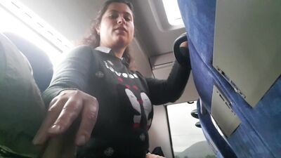 Voyeur seduces Milf to Suck Jerk his Dick in Bus