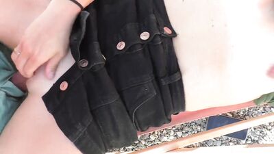 Horny wife wants a quickie while outside