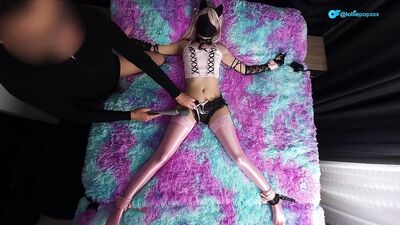 Petite Cutie Tied Up and Pushed to Cum Again and Again I Reward Her by Filling Her Completely