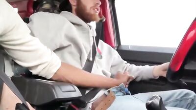 Two HOT Men Masturbating In The Car