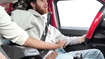 Two HOT Men Masturbating In The Car