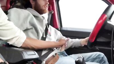 Two HOT Men Masturbating In The Car